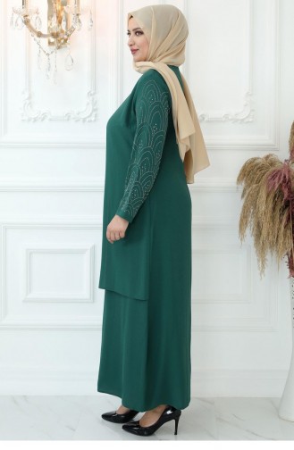 Smaragdgrün Hijab-Abendkleider 2741
