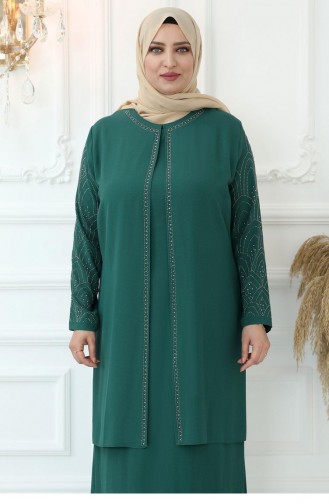 Emerald Green Hijab Evening Dress 2741