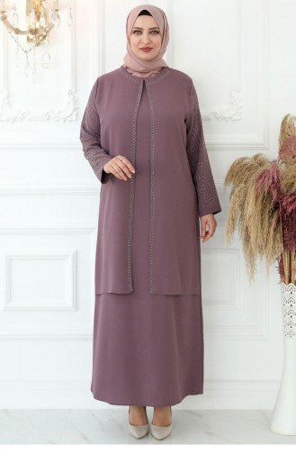 Beige-Rose Hijab-Abendkleider 2743