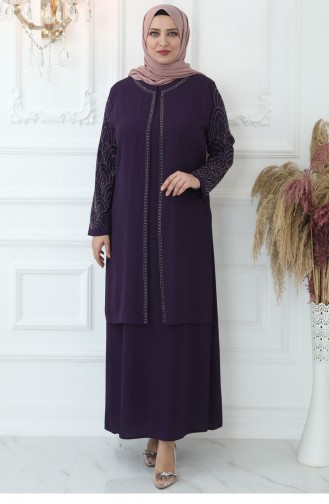 فساتين سهرة بتصميم اسلامي ارجواني داكن 2744