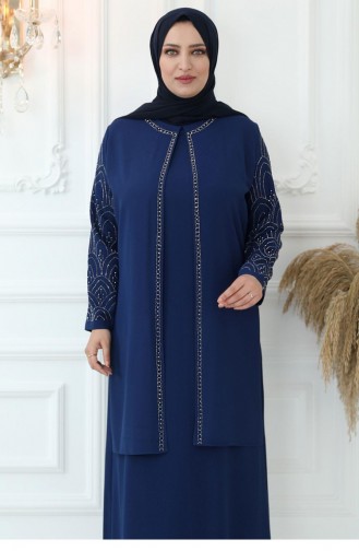 Indigo Hijab-Abendkleider 2745
