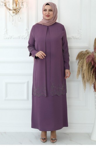 Dark Violet Hijab Dress 2756