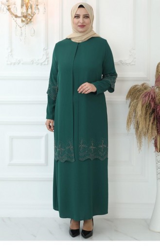 Smaragdgrün Hijab Kleider 2758