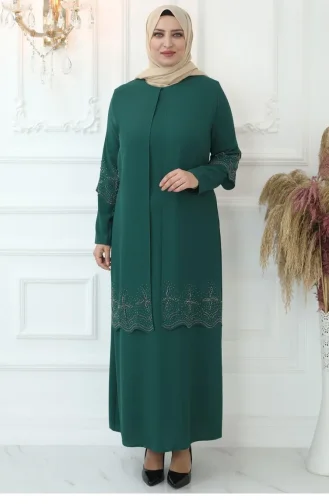 Smaragdgrün Hijab Kleider 2758