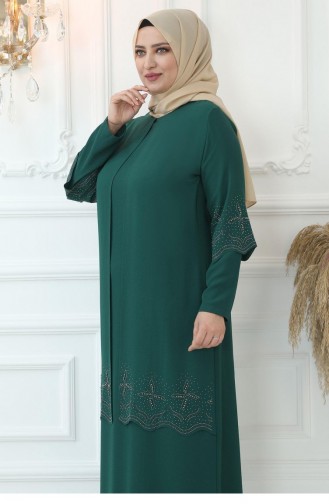 Smaragdgrün Hijab Kleider 2758