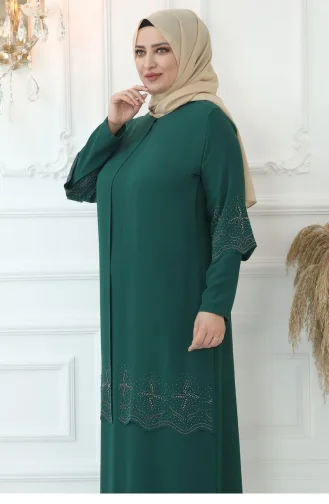 Smaragdgrün Hijab Kleider 2758