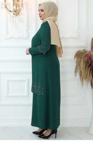 Smaragdgrün Hijab Kleider 2758