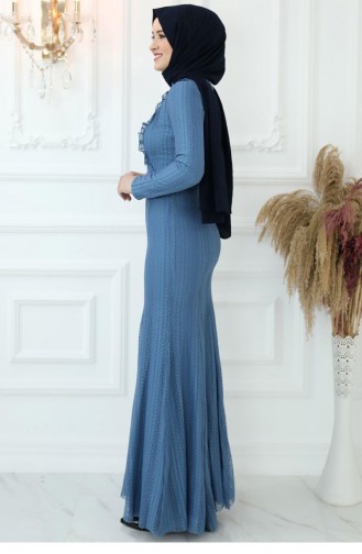 Indigo Hijab Evening Dress 2769