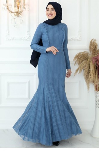 Indigo Hijab Evening Dress 2769