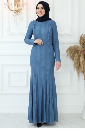 Indigo Hijab Evening Dress 2769