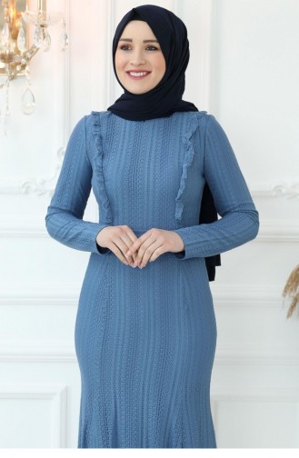 Indigo Hijab Evening Dress 2769