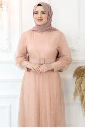 Lachsrosa Hijab-Abendkleider 2778