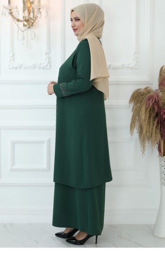 Smaragdgrün Hijab-Abendkleider 2807