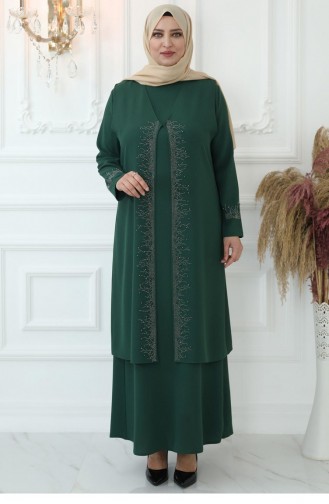 Smaragdgrün Hijab-Abendkleider 2807
