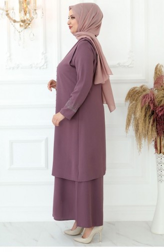 Beige-Rose Hijab-Abendkleider 2808