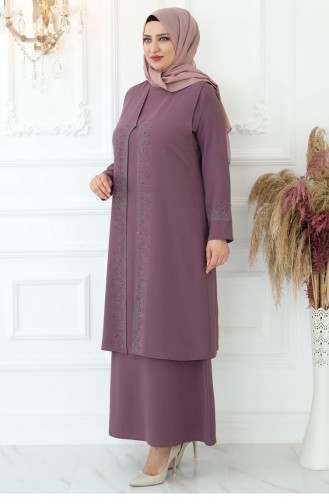 Beige-Rose Hijab-Abendkleider 2808