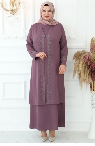 Beige-Rose Hijab-Abendkleider 2808