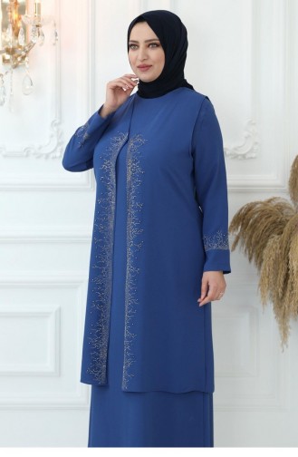Indigo Hijab-Abendkleider 2809