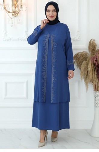 Indigo Hijab-Abendkleider 2809