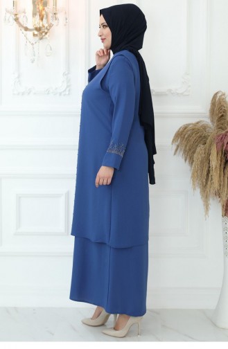 Indigo Hijab-Abendkleider 2809