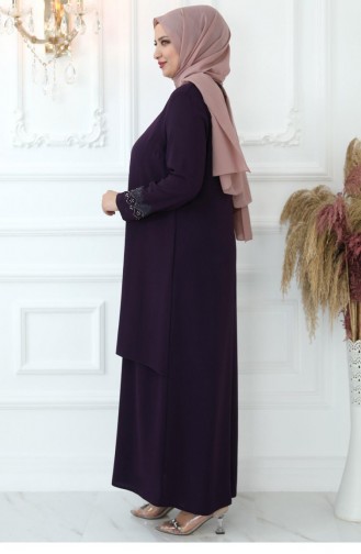 Plum Hijab Evening Dress 2814
