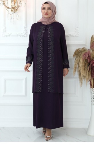 Plum Hijab Evening Dress 2814