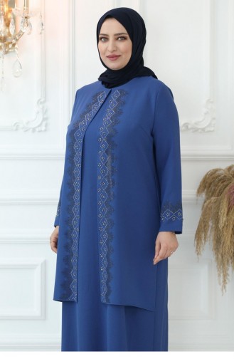Indigo Hijab-Abendkleider 2815
