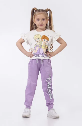 Elsa Desenli Eşofman Takımı SRNELSA-01 Mor