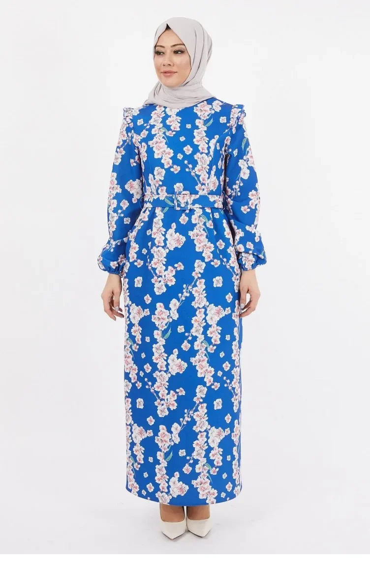 Geblümtes Bleistiftkleid Indigo 12223 14242