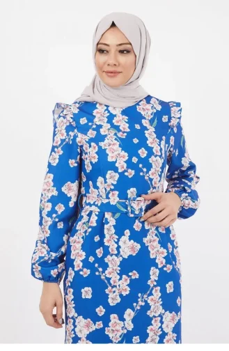 Geblümtes Bleistiftkleid Indigo 12223 14242