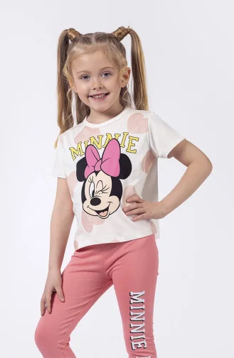 Minnie Desenli Kız Çocuk Tayt Takım SRNMNNTYT-02 Pembe