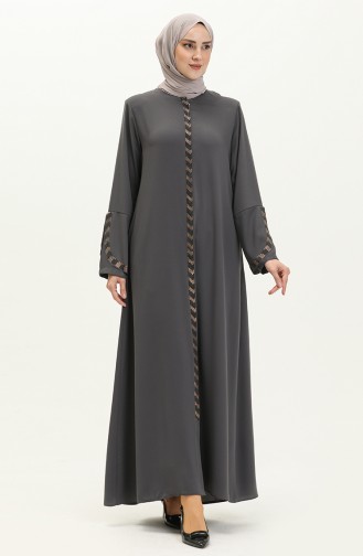 Plus Size Zippered Abaya 5032-06 Gray 5032-06