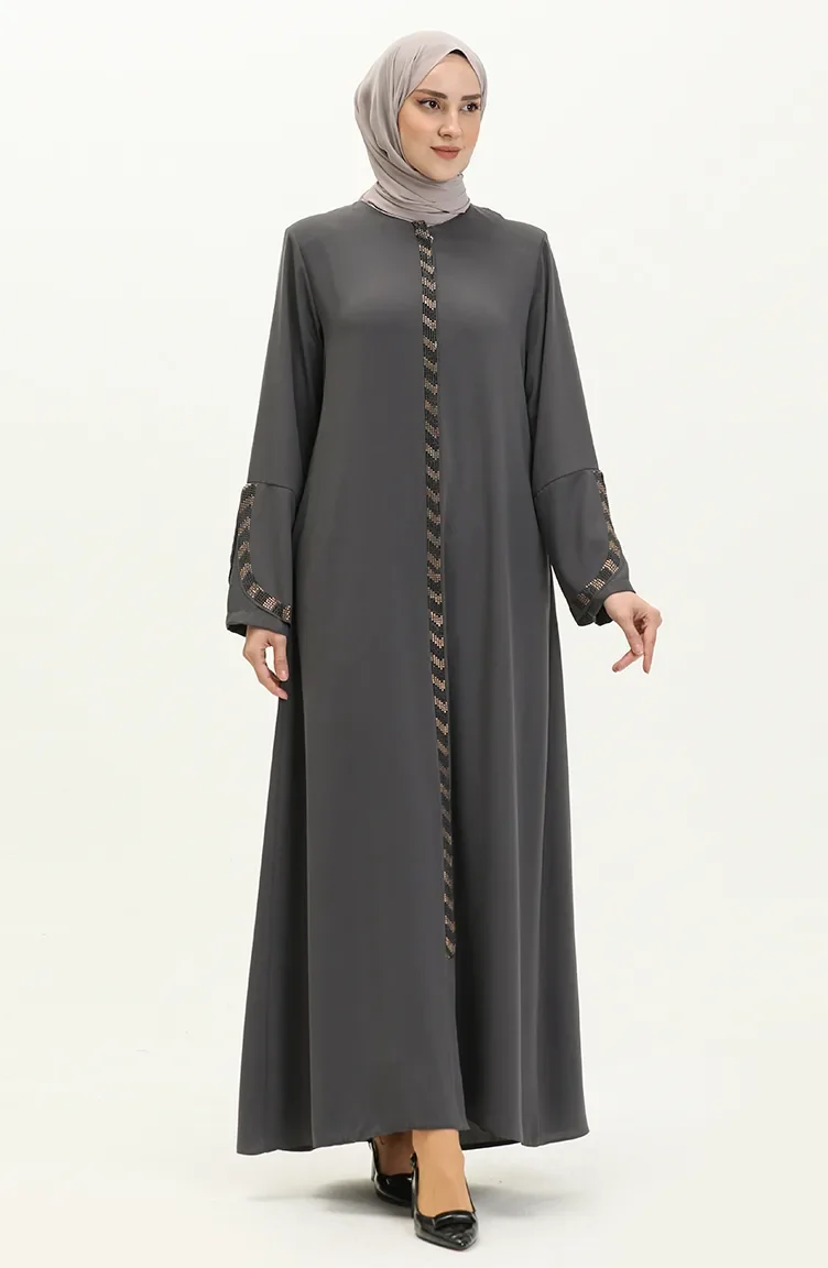عباية بسحاب مقاس كبير 5032-06 رمادي 5032-06