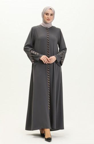 Plus Size Zippered Abaya 5032-06 Gray 5032-06