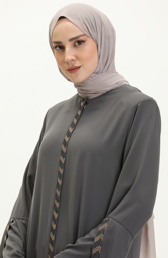 Plus Size Zippered Abaya 5032-06 Gray 5032-06