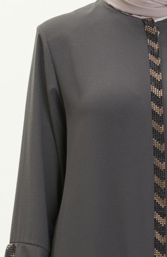 Abaya Zippée Grande Taille 5032-06 Gris 5032-06