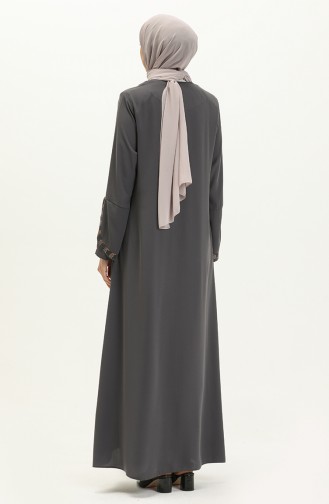 Plus Size Zippered Abaya 5032-06 Gray 5032-06