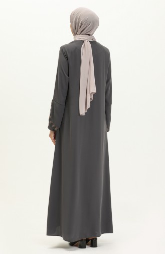 Abaya Zippée Grande Taille 5032-06 Gris 5032-06