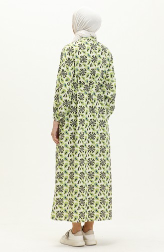 Patterned Linen Dress 24Y8905-05 Pistachio Green 24Y8905-05