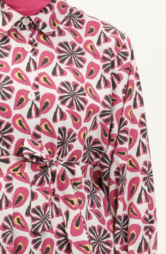 Gemustertes Leinenkleid 24Y8905-06 Fuchsia 24Y8905-06