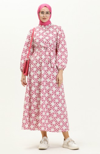 Printed Linen Dress 24Y8931-04 Fuchsia 24Y8931-04