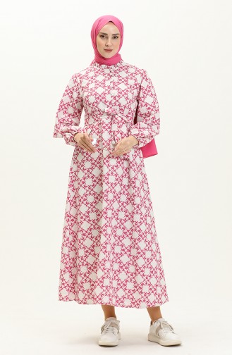 Printed Linen Dress 24Y8931-04 Fuchsia 24Y8931-04