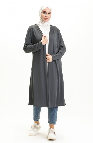 Sade Uzun Hırka 8573-01 Koyu Gri