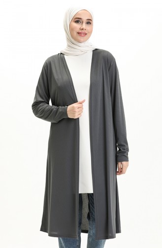Sade Uzun Hırka 8573-01 Koyu Gri