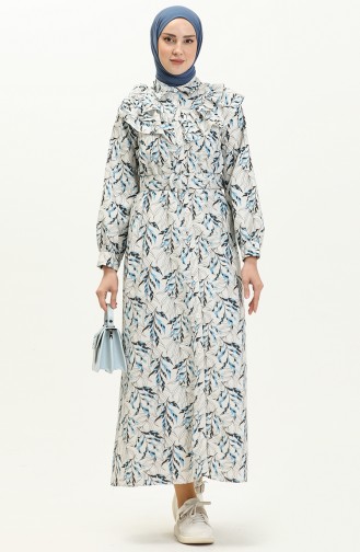 Leinen-Kleid mit Gürtel 24Y8941-05 Blau 24Y8941-05