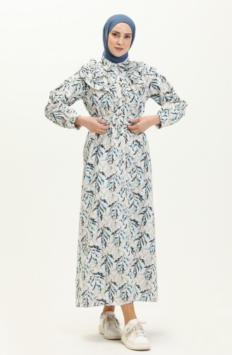 Leinen-Kleid mit Gürtel 24Y8941-05 Blau 24Y8941-05