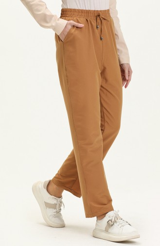 Elastic Waist Pocketed Pants 6107-20 Camel 6107-20