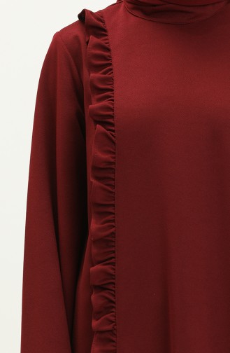 فستان هدب للمحجبات 11m01-01 أحمر غامق 11m01-01