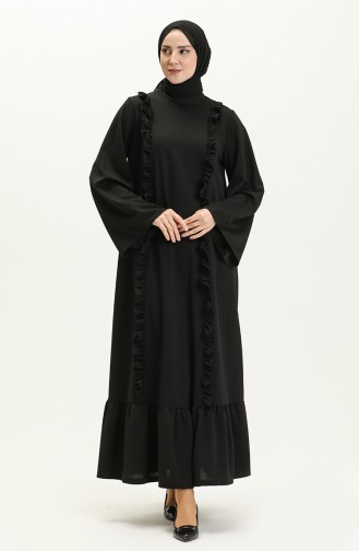 Ruffle Detailed Hijab Dress 11m01-02 Black 11m01-02