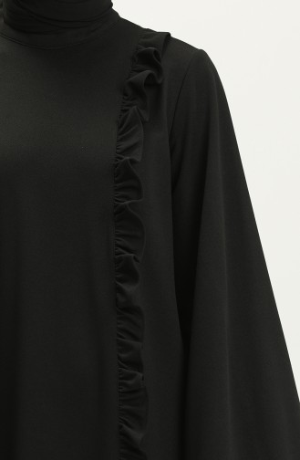 Ruffle Detailed Hijab Dress 11m01-02 Black 11m01-02